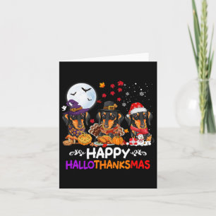 Dachshund Dog Christmas Happy Hallothankmas Thanks Card