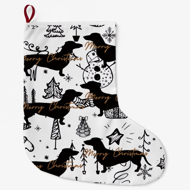 Dachshund dog christmas large christmas stocking (Front)