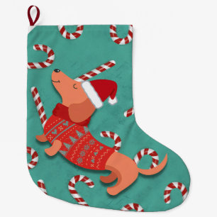 Dachshund dog christmas large christmas stocking