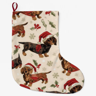 Dachshund dog christmas large christmas stocking