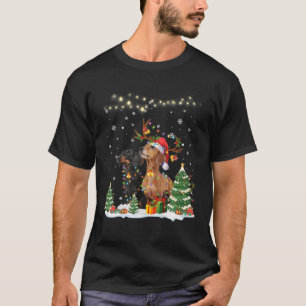 Dachshund Dog Christmas Light Tree Xmas Snow Doxie T-Shirt