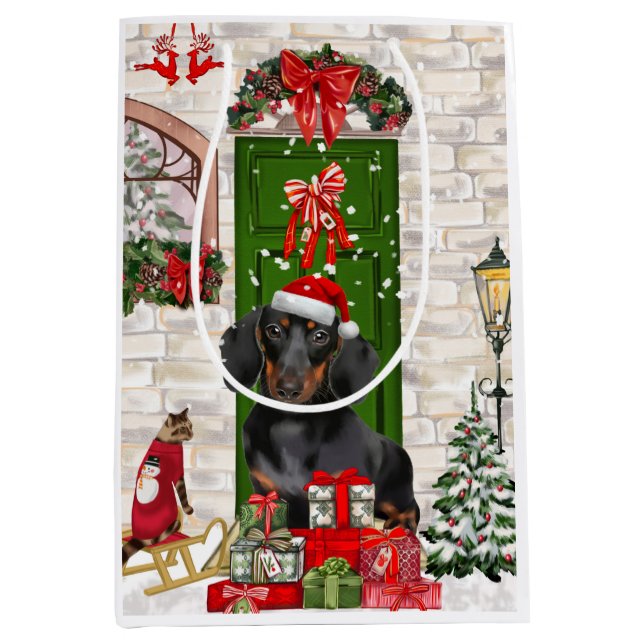 Dachshund Dog Christmas   Medium Gift Bag (Front)