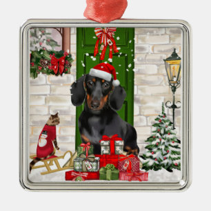Dachshund Dog Christmas Metal Tree Decoration