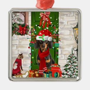 Dachshund Dog Christmas Metal Tree Decoration