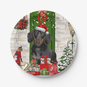 Dachshund Dog Christmas   Paper Plate