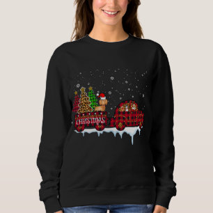 Dachshund Dog Christmas Red Plaid Truck Santa Xmas Sweatshirt