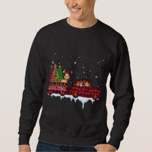 Dachshund Dog Christmas Red Plaid Truck Santa Xmas Sweatshirt