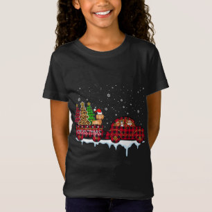 Dachshund Dog Christmas Red Plaid Truck Santa Xmas T-Shirt