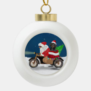Dachshund Dog Christmas Santa Claus Ceramic Ball Christmas Ornament
