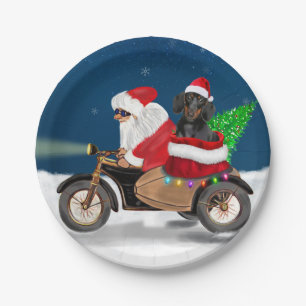 Dachshund Dog Christmas Santa Claus  Paper Plate
