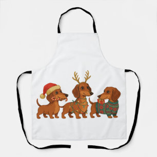 Dachshund Dog Christmas Santa Reindeer Sweater Apron