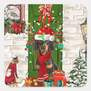 Dachshund Dog Christmas   Square Sticker