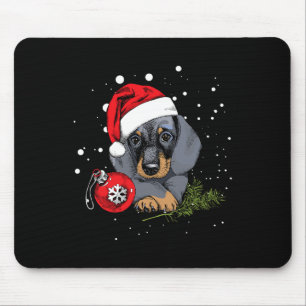 Dachshund Dog Christmas Tree Light Santa Xmas Gift Mouse Mat