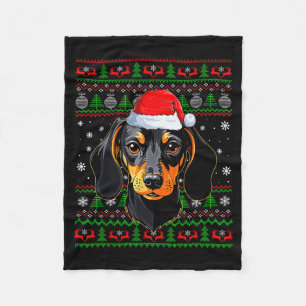 Dachshund Dog Christmas Ugly Sweater Santa Adults  Fleece Blanket