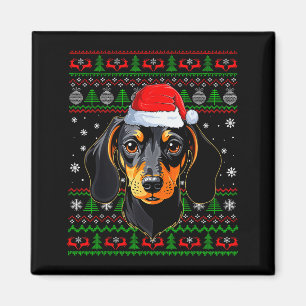 Dachshund Dog Christmas Ugly Sweater Santa Adults  Magnet