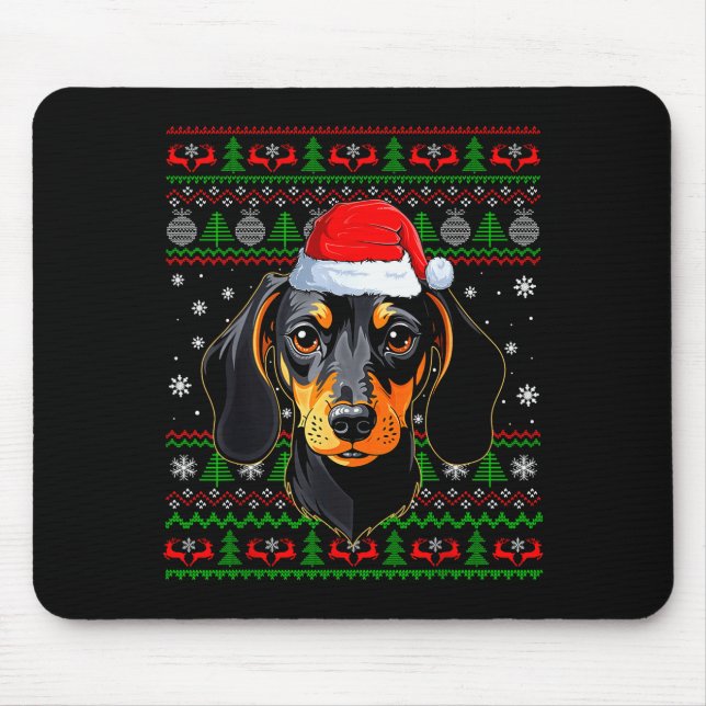 Dachshund Dog Christmas Ugly Sweater Santa Adults  Mouse Mat (Front)