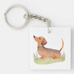 Dachshund Dog   Cute Dog Pet Watercolor Key Ring