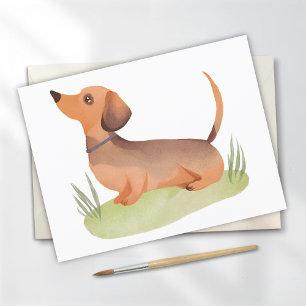 Dachshund Dog   Cute Dog Pet Watercolor Postcard
