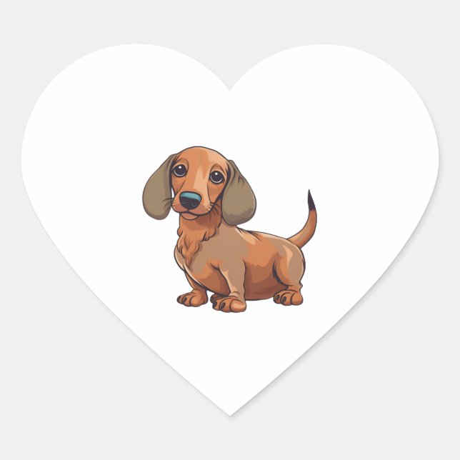Dachshund Dog Cute  Heart Sticker (Front)