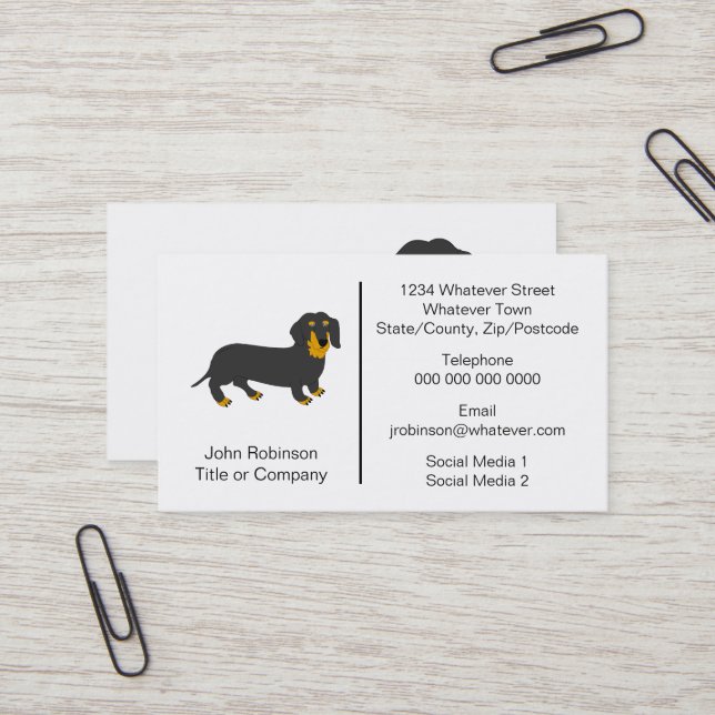 Dachshund Dog Design Boarding Kennels Business Card (Front/Back In Situ)