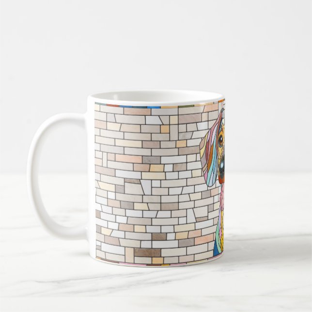 Dachshund dog  - Doxie -colourful mosaic Coffee Mug (Left)
