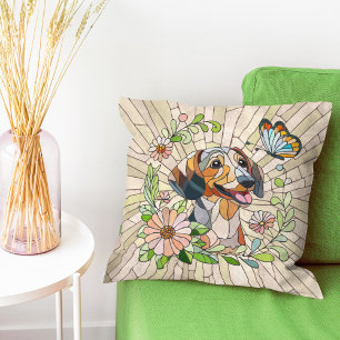 Dachshund dog  - Doxie -colourful mosaic Cushion