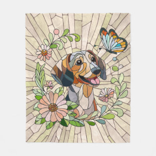 Dachshund dog - Doxie -colourful mosaic Fleece Blanket