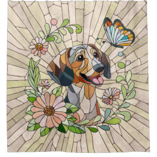 Dachshund dog - Doxie -colourful mosaic Shower Curtain