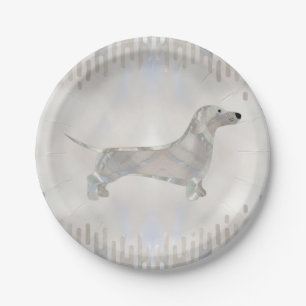 Dachshund dog  - Doxie pearl silhouette Paper Plate