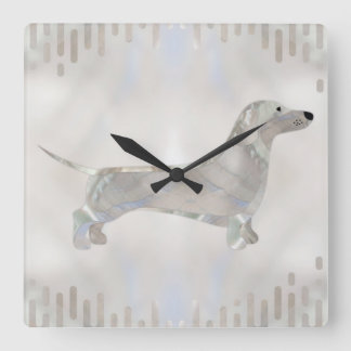 Dachshund dog  - Doxie pearl silhouette Square Wall Clock