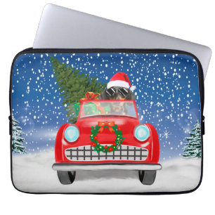 Dachshund Dog Driving Car In Snow Christmas Laptop Sleeve