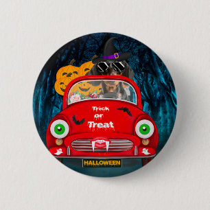 Dachshund Dog Driving Car Scary Halloween 6 Cm Round Badge