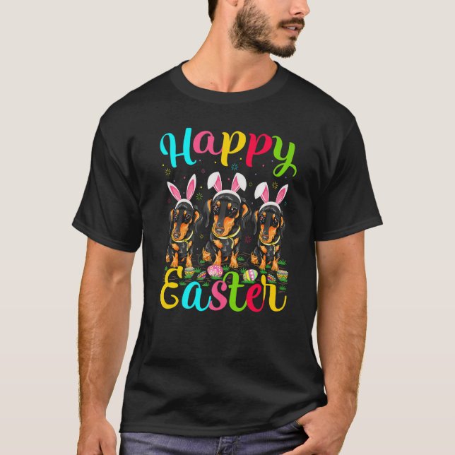 Dachshund Dog  Easter Egg Bunny Dachshund Happy Ea T-Shirt (Front)
