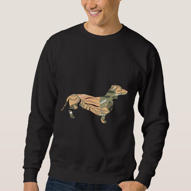 Dachshund Dog Floral Tropical Pattern Silhouette Sweatshirt (Front)