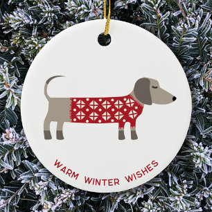 Dachshund Dog Fun Ceramic Tree Decoration