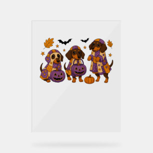 Dachshund Dog Ghost Halloween Acrylic Sign