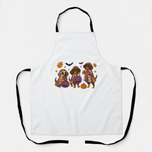 Dachshund Dog Ghost Halloween Apron
