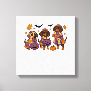 Dachshund Dog Ghost Halloween Canvas Print