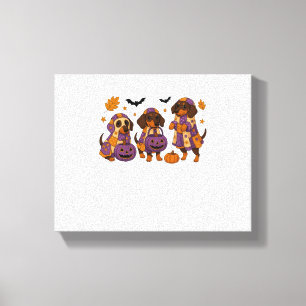 Dachshund Dog Ghost Halloween Canvas Print