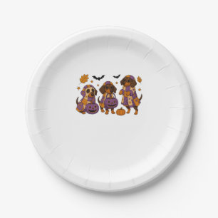 Dachshund Dog Ghost Halloween Paper Plate