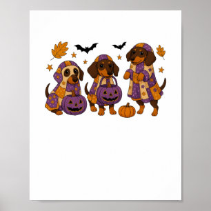 Dachshund Dog Ghost Halloween Poster