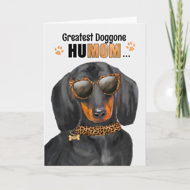 Dachshund Dog Greatest HuMOM Mother's Day Holiday Card (Front)