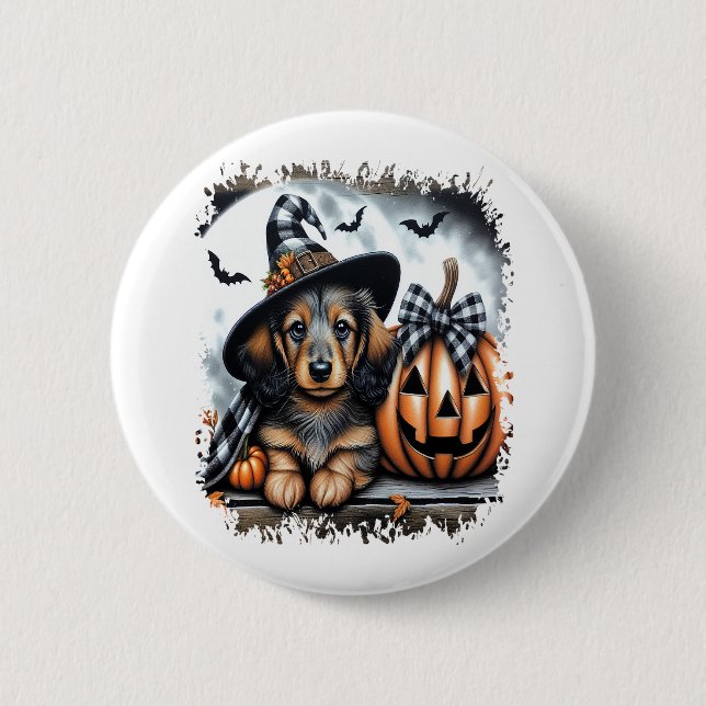 Dachshund Dog Halloween 6 Cm Round Badge (Front)