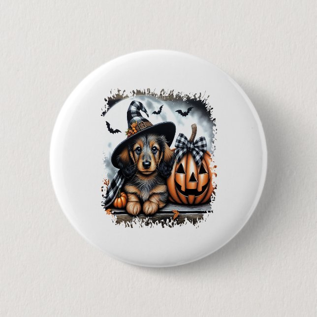Dachshund Dog Halloween 6 Cm Round Badge (Front)