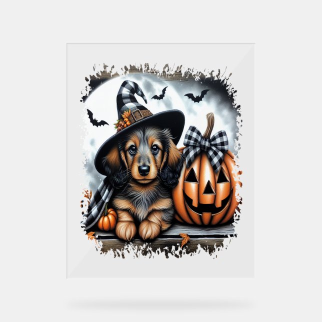 Dachshund Dog Halloween Acrylic Sign (Front)
