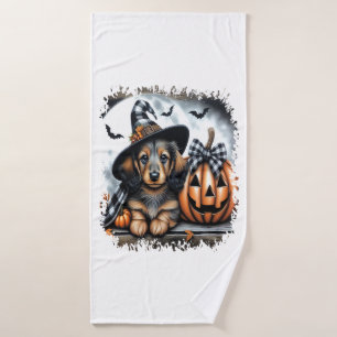 Dachshund Dog Halloween Bath Towel