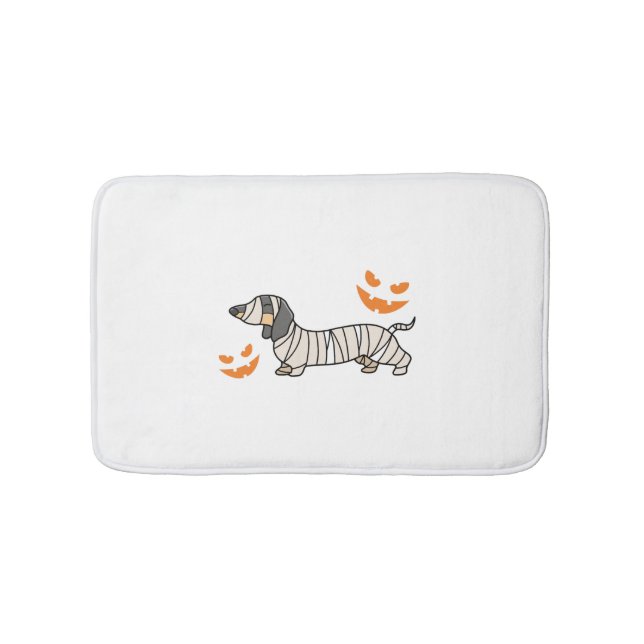 Dachshund Dog Halloween Candy Corn Full Moon Bath Mat (Front)