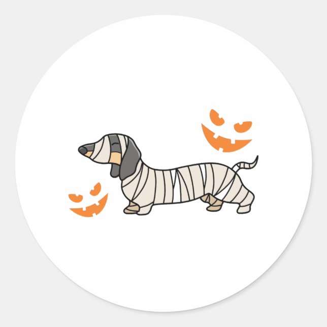 Dachshund Dog Halloween Candy Corn Full Moon Classic Round Sticker (Front)