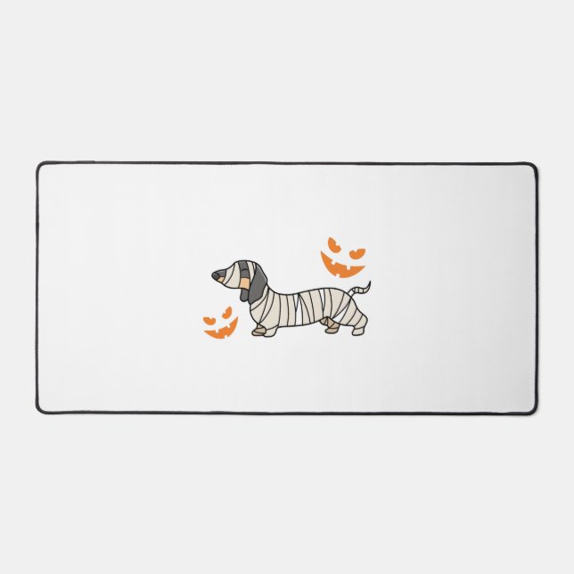Dachshund Dog Halloween Candy Corn Full Moon Desk Mat (Front)