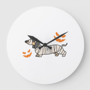 Dachshund Dog Halloween Candy Corn Full Moon Large Clock